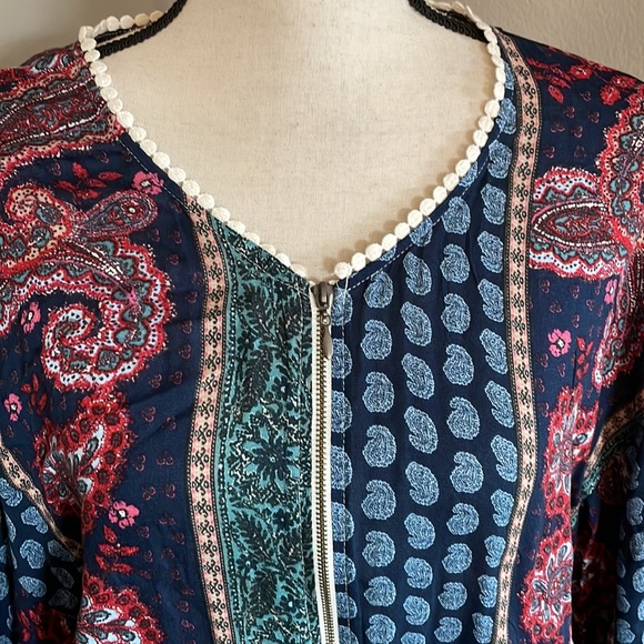 Paisley jacket with pockets and tassels boho - Picture 5 of 9